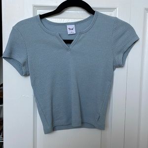 Aritzia waffle notch t-shirt in dune blue